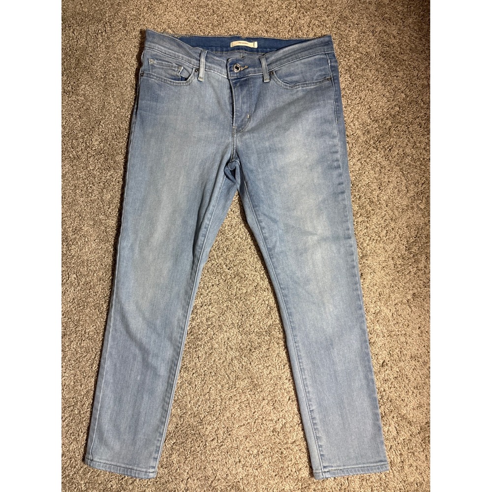 Levis 711 Skinny Jeans Light Wash Blue Denim Mid Rise Stretch 18881-0144 Womens